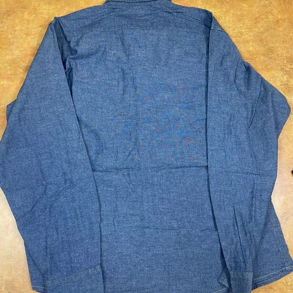 Mens Wrangler Red Vintage Slim Shirt Snap Lightweight Long Sleeve Denim XL - Picture 7 of 8